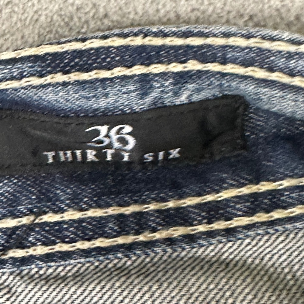 Affliction Los Angeles Cooper Relaxed Fit Jeans Mens 36x34 Blue Distressed Y2K - Picture 11 of 16